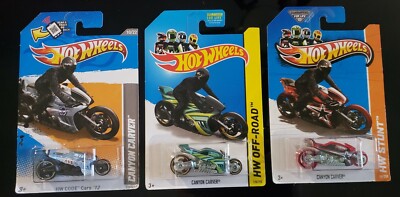 2011,12,13 Hot Wheels LOT of 3 CANYON CARVER motorcycle off road stunt code