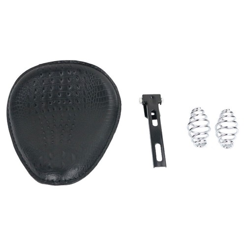 Motorcycle Black Driver Solo Seat with Spring Bracket For Harley Bobber Chopper - Picture 6 of 11