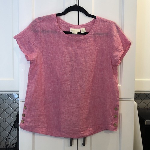 Linen Pink Boxy Minimalist Blouse Top S 