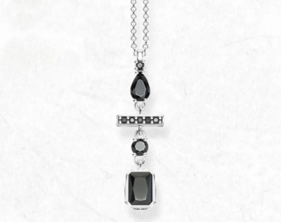 Black Stone Triple Drop Pendant Create Your Own Style 925 Silver Black Onyx
