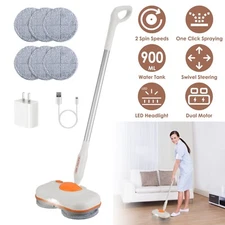 Portable Dual Motor Spin Mop Floor Cleaner Spraying Headlight Cleaner w/ 6 Pads