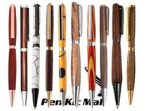 Pen Kit Mall - Slimline Pen Kits for Woodturning 10-Pack, Mixed Colors FREE SH