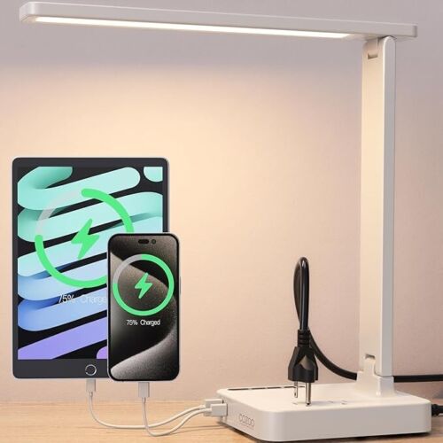 cozoo LED Desk Lamp with 2 USB Charging Ports, (2) AC Outlet