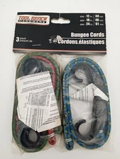 Tool Bench 3 Pack of FLAT Bungee Cords, 3 Different Lengths (24, 18, 12 inches)