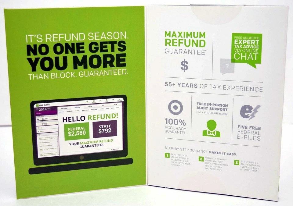 SEALED NEW H&R Block 2014 DELUXE Taxes Homeowner/Investor Federal+State tax CD - Image 4 of 4