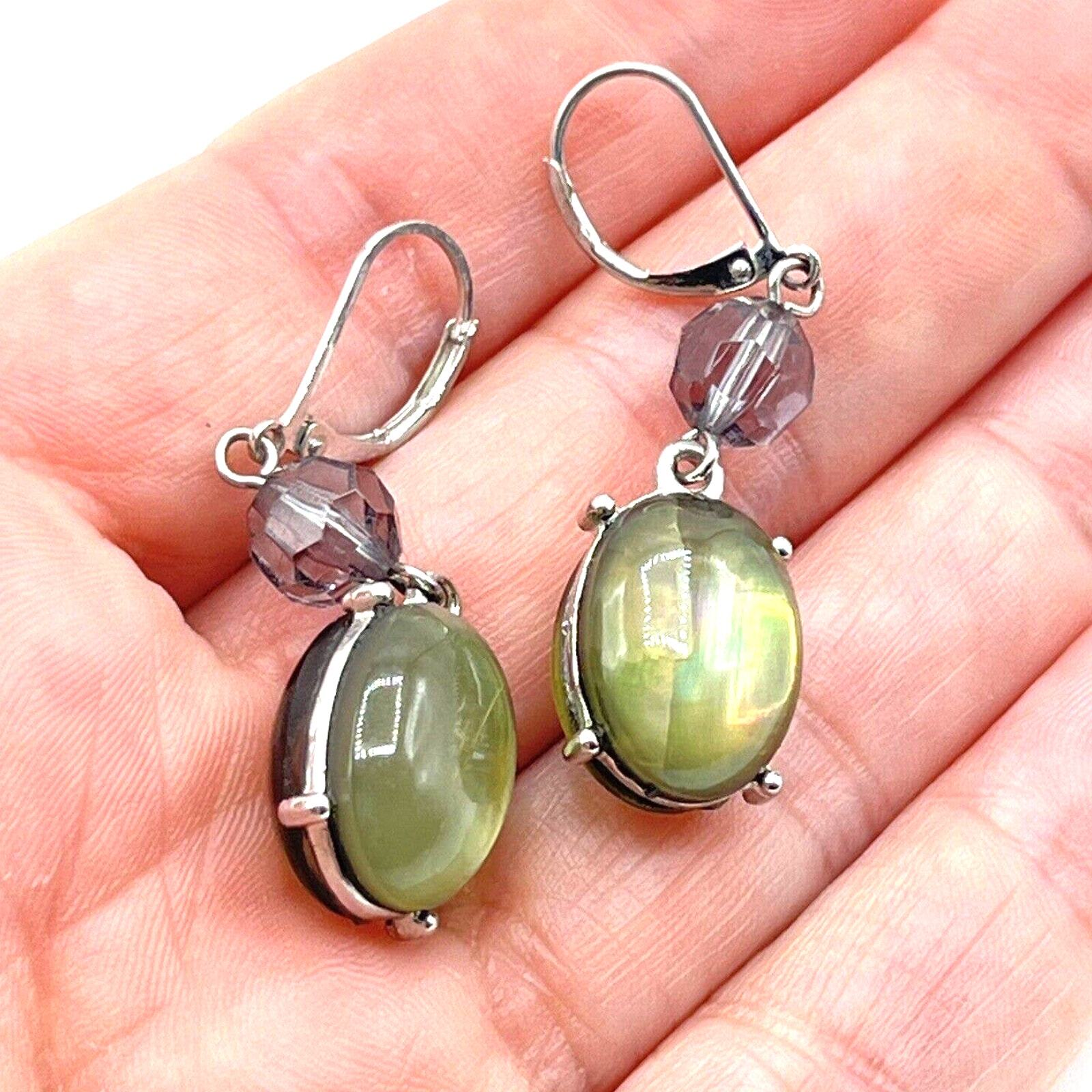 Abalone Shell with Lucite Dangle Drop Earrings Le… - image 2