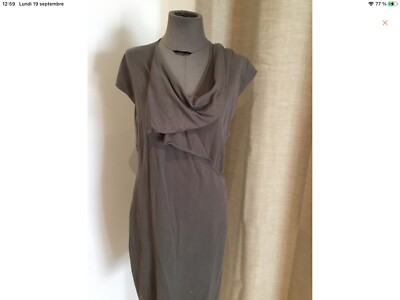 Robe Grise Max Mara En Laine Et Soie - Taille 38 (L) - Style Maxi Genou - Occasion Très Bon état