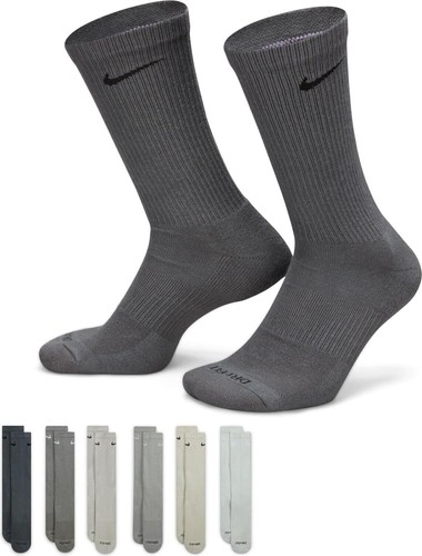 Nike Men's Everyday Plus Cushioned Crew Socks 6 Pack SX6897-991 Large Multi Grey