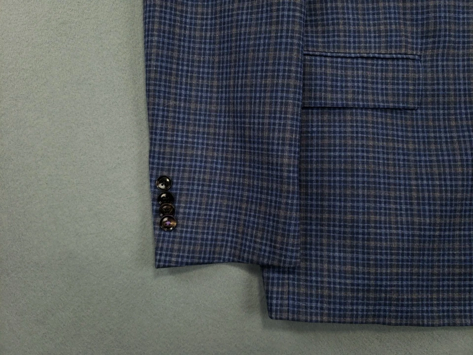 Ted Baker Sport Coat Men's 44R Blue Plaid Wool Two Button Double Vented Blazer - Image 4 of 4