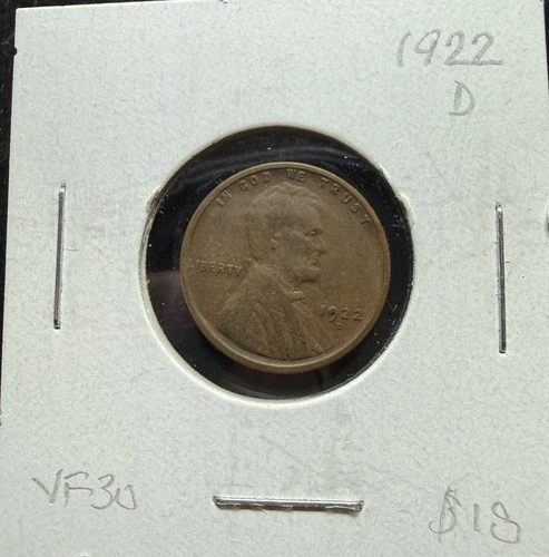 1922-D Lincoln Wheat Cent Semi Key Date in Very Fine Condition