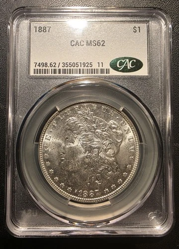 1887 Morgan Silver Dollar MS 62 -- CAC