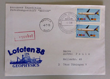 1988 FS Meteor Morze Północne Expedition Cover - Lofoty 88 Geophysics Paquebot Tromso