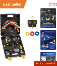 AC Manifold Gauge Set for R134a R12 R22 R502 HVAC Repair Auto Refrigerant Kit