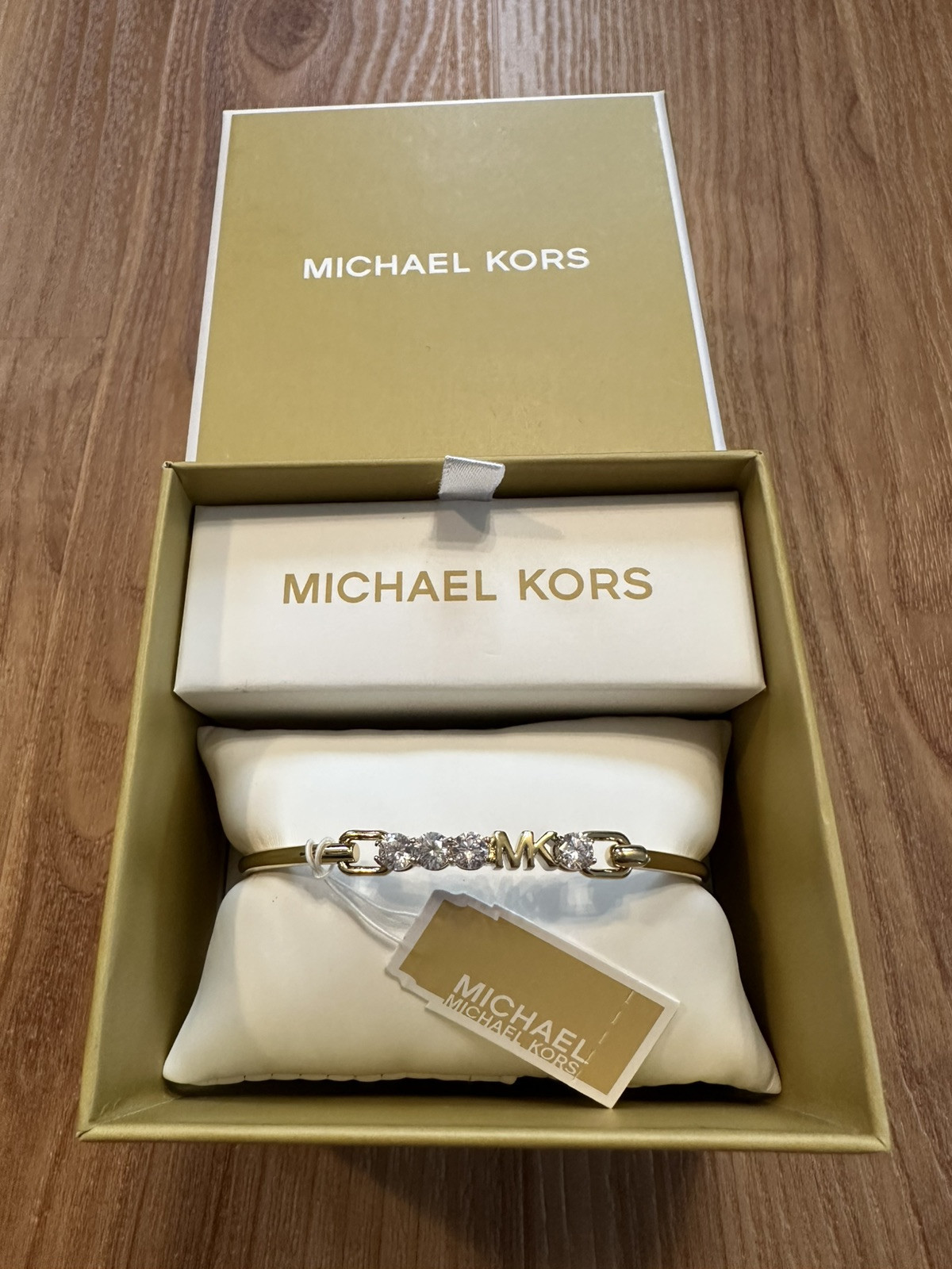 Michael Kors Gold Bracelet MK Logo w/ Rhinestones Michael Kors Gold Bracelet MK Logo w/ Rhinestones