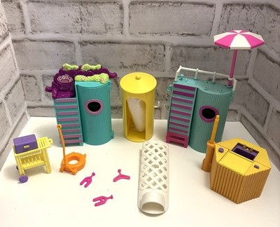 Polly Pocket Splashin' Fashion Life Guard Towers, BBQ Grill & Doll Accessories