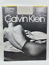 VTG Calvin Klein Light Support Lycra Pantyhose Sandaltoe 900 Size C Ivory 1990