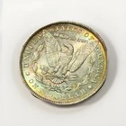 1886 - P Morgan Silver Dollar Rainbow Rim Toned Reverse AU Condition 🌈