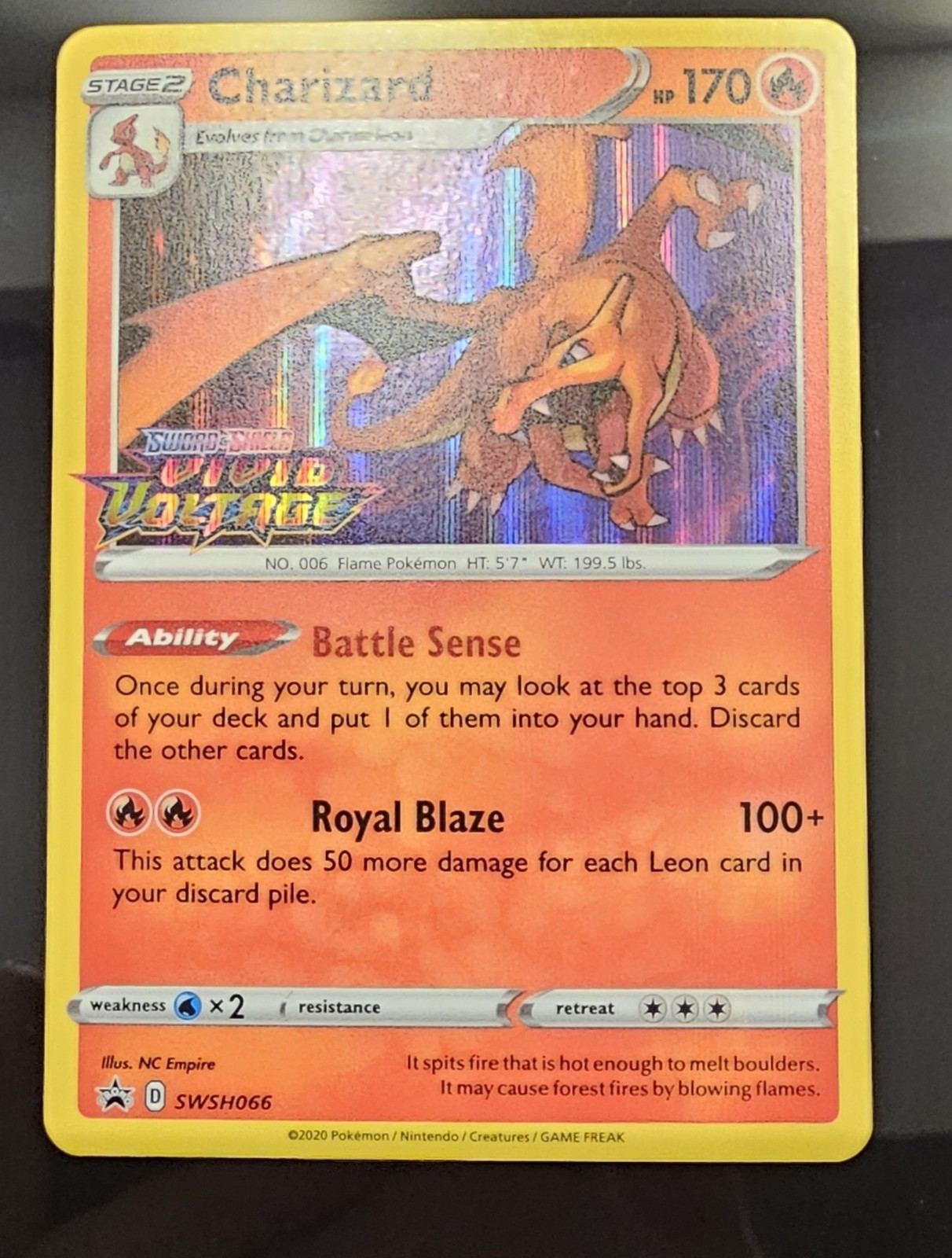 Charizard - SWSH066 - Prerelease Promo NM, English Pokemon SWSH Black Star Promo