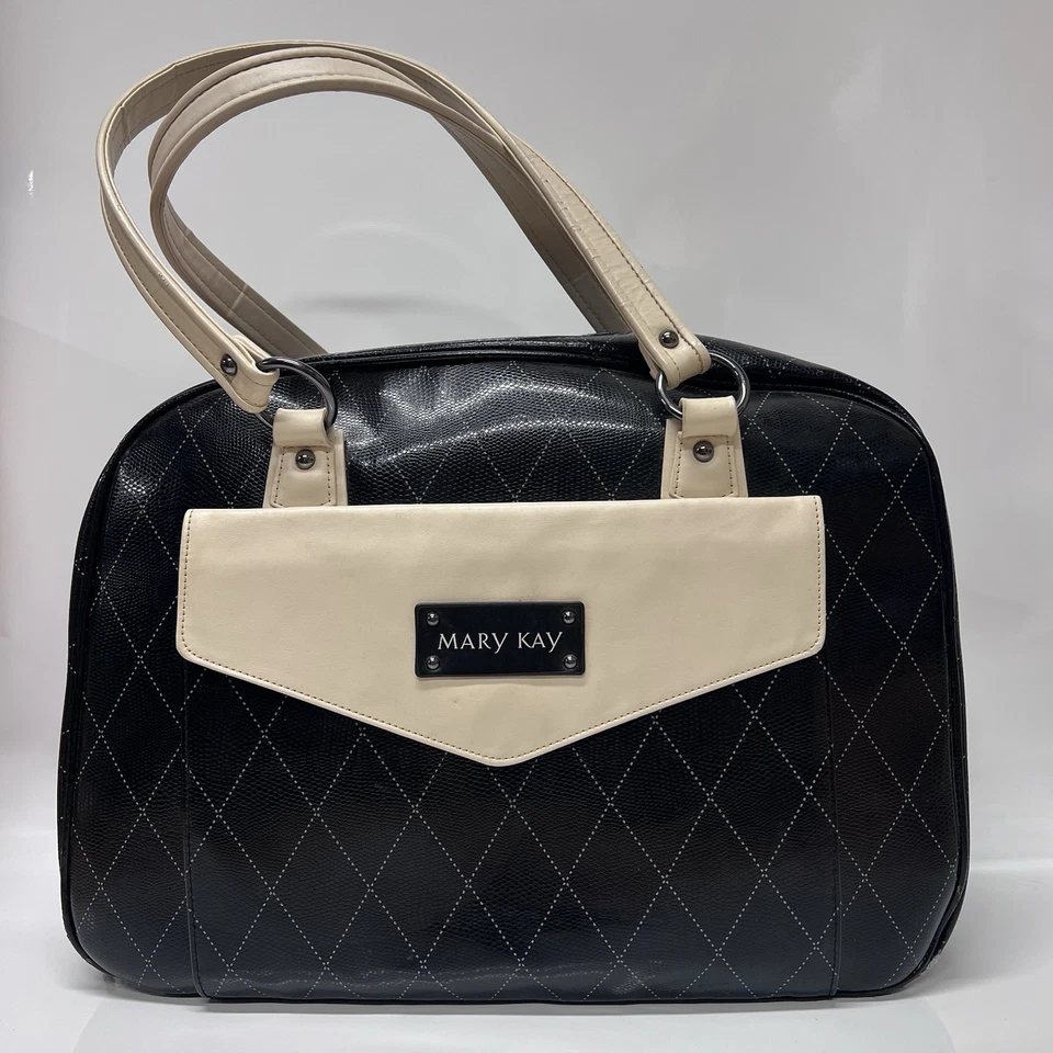 Mary Kay Quilted Black Faux Leather Carry On Travel Overnight Bag Luggage Purse - Image 2 of 4