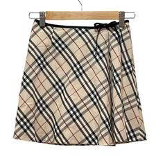 BURBERRY Nova Check Gathered Skirt 130A Beige Kids USED