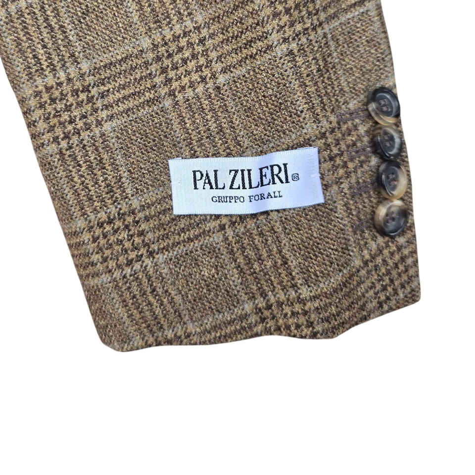 New Vtg Pal Zileri Blazer 38r Full Canvas 48it Brown Checked - Image 4 of 4