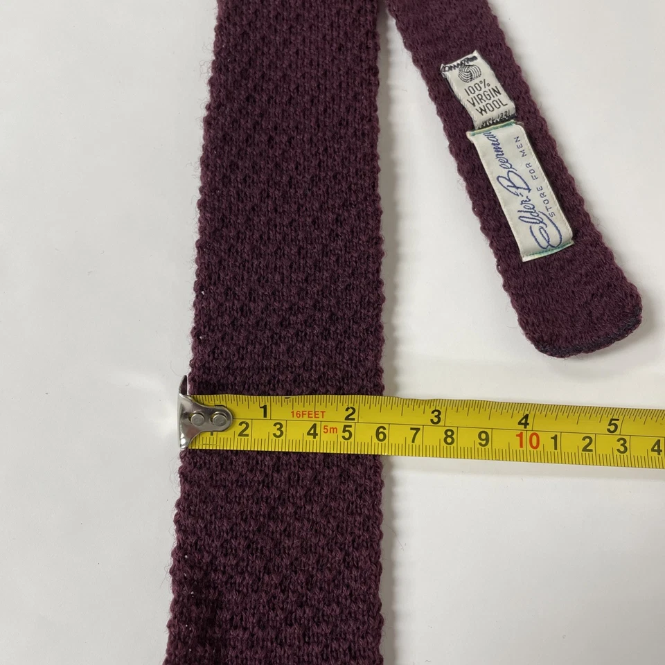 Calcetín ajustado de ganchillo tejido vino/borgoña corbata cuello 100 % lana extremo cuadrado años 80’s de colección Foto 4 de 4