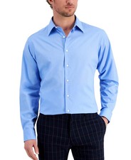 Club Room Dress Shirt Men Size 15-15.5 M Blue Regular Fit Cotton Blend Sale