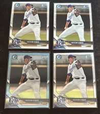 2028 Bowman Chrome Jackson Kowar 1st Bowman Aqua Prizm #132/402 + 3 Base Royals