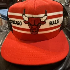 Chicago Bulls NBA Basketball 3 Stripe Red Hat AJD Vintage 70s 80s Never Worn