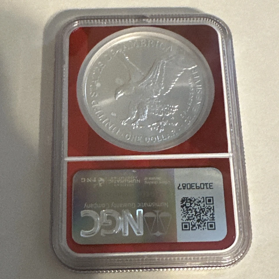 2025 (P) American Silver Eagle "Eagle Privy" NGC MS69 (EDC NÚCLEO ROJO) Foto 2 de 2