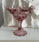 FENTON GLASS PINK VALENCIA COMPOTE OR CANDLE HOLDER 6 INCHES TALL