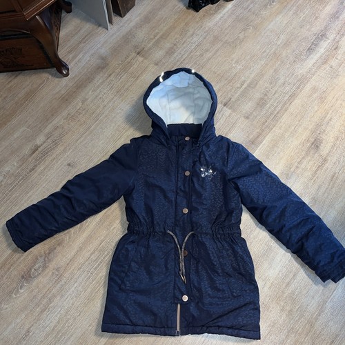 Winterjacke Gr. 128 blau S.Oliver Mädchen Mantel mit Kapuze