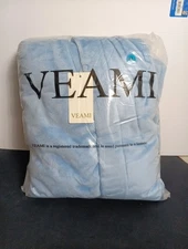 VEAMI Fleece Short Hooded Bathrobe XL Size Robe Sky Blue 