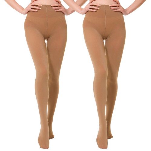 2 Pairs Pack Women's Opaque Tights XXL3XL, Dark Skin - Picture 1 of 4