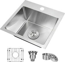 Top-Mount Workstation Kitchen Sink 20 Gauge Single Bowl Stainless Steel