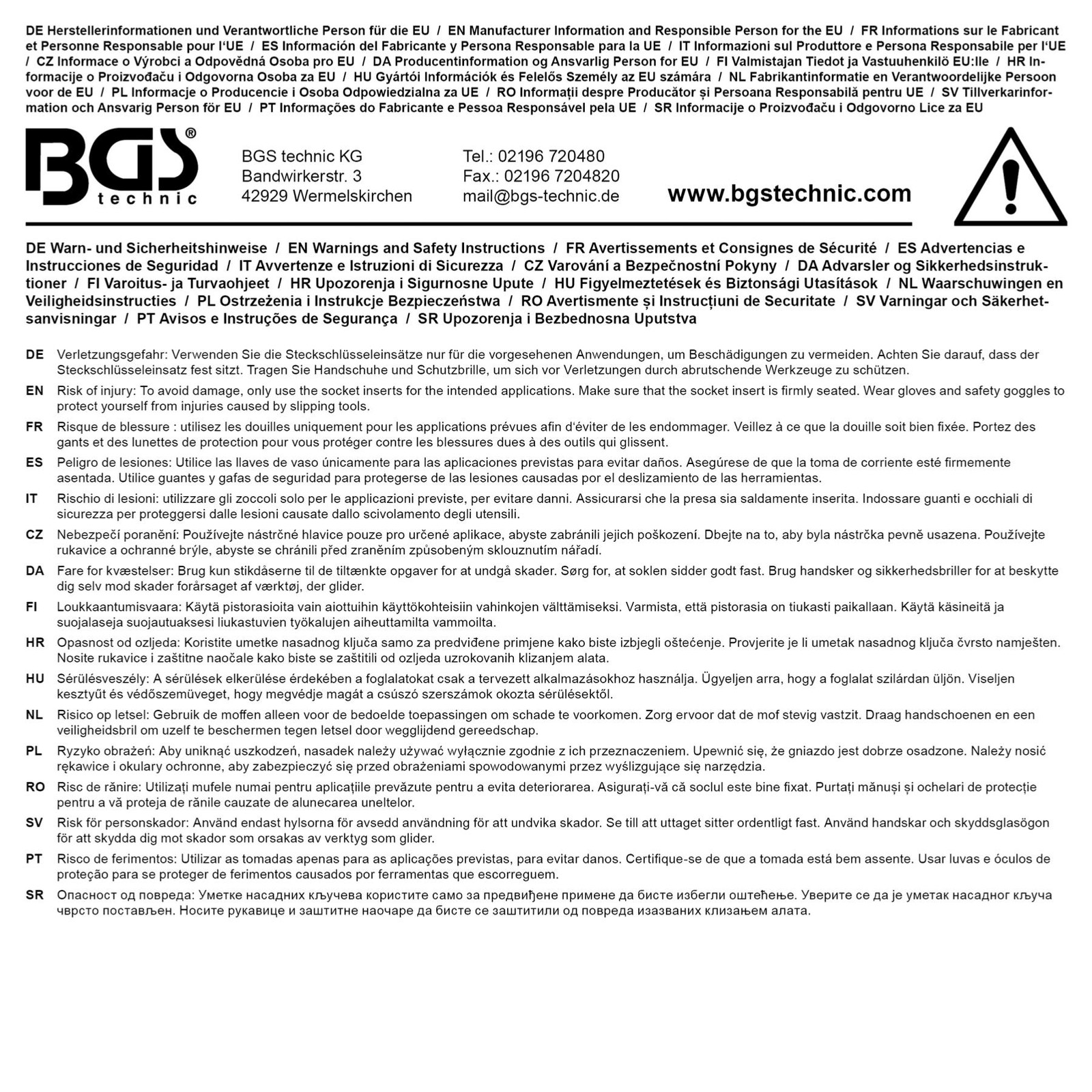 Douilles choc 1/2 BGS Technic en acier chrome-molybdène résistant