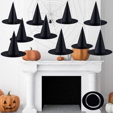 Gejoy 10 Pieces Halloween Decorations Witch Hat Hanging with 246... 