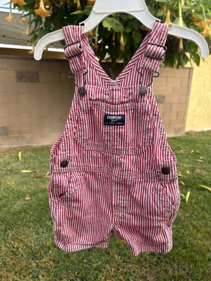 Oshkosh Bgosh Red And White Overalls Shorts - Image 2 of 4