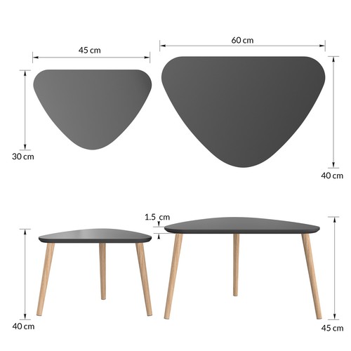 B-Ware Beistelltisch 2er Set Retro Design anthrazit Möbel Tisch Deko Wohnen - Bild 2 von 2
