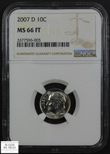 2007 D Full Bands Roosevelt Dime 10C NGC MS 66 FT FB