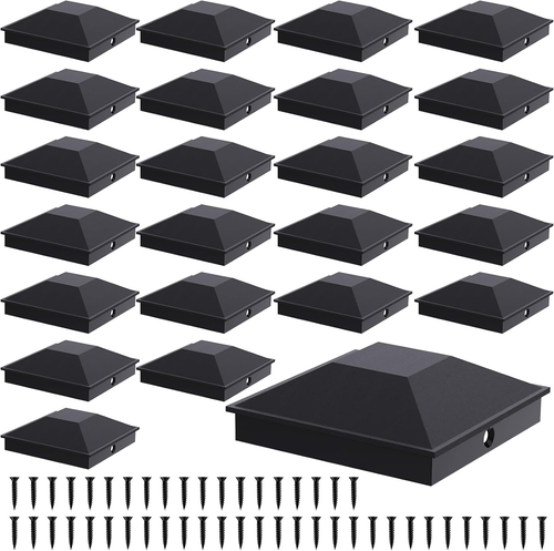 4X4 Post Caps Black(Actual 3.5" X 3.5"), 24 Pack Fence Post Caps with 48 Screws - 第 1/12 張圖片
