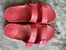 Fitflop Iqushion pearlised 2 bar buckle slides UK women's size 5 rosy coral SALE
