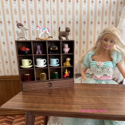 Maßstab 1:6 Puppenhaus Miniatur Vintage Aufbewahrungsregal Brauner Schrank Holz - Picture 6 of 8