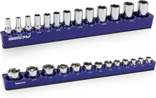 2-Piece 3/8"-Drive SAE Magnetic Socket Organizer Set (Holds 26 Sockets) -...
