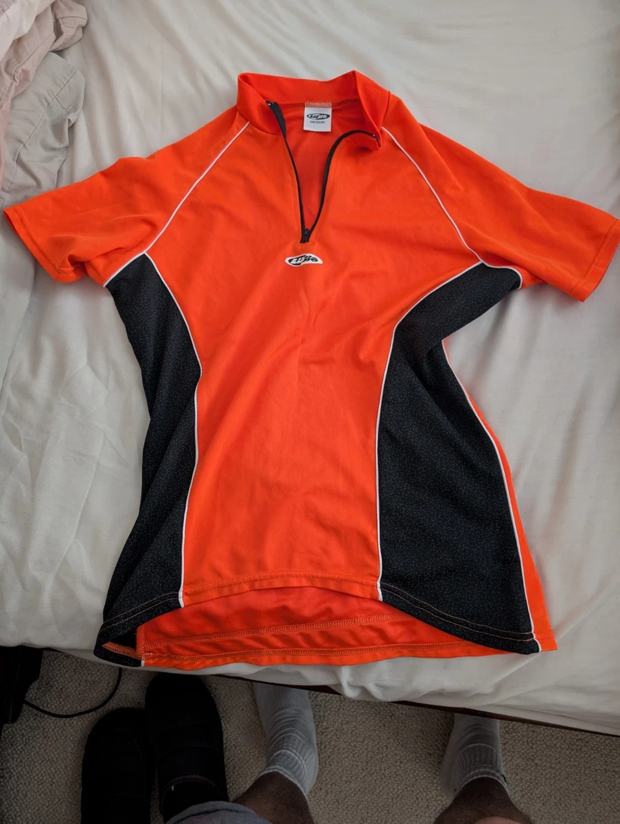 Maillot Cycliste Vintage Années 70 - Orange Coton - Taille M (occasion)