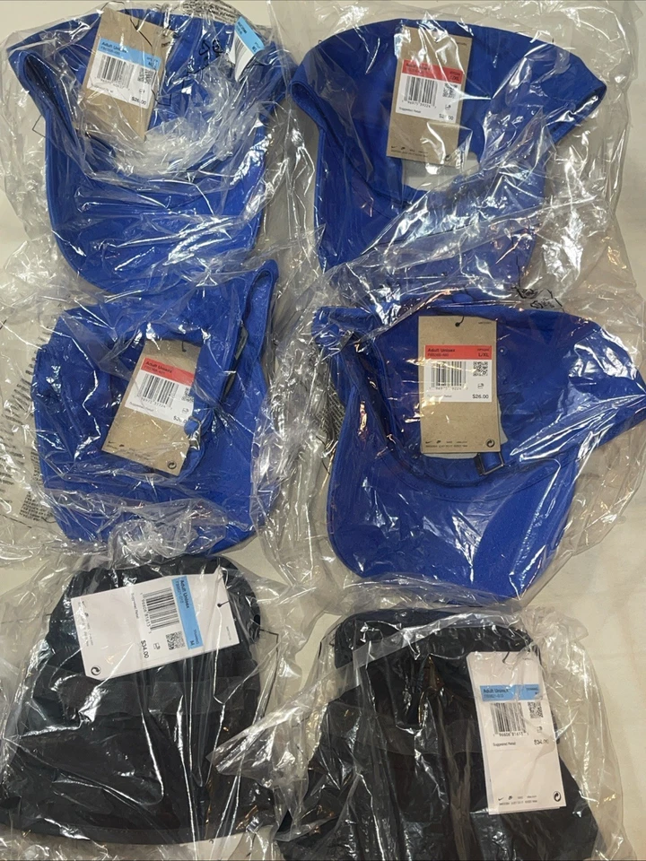 Lote de (6) Sombreros Nike: 4 Gorras Azules/2 Sombreros Cubo Negros - Totalmente NUEVOS/Sellados con Etiqueta Foto 4 de 4