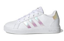 Adidas Grand Court 2.0 White Pink Iridescent GY2326 Childrens Size 7 New