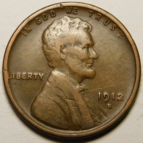 1912 S Lincoln Wheat Cent Penny F-VF  "Actual Coin Pictured"