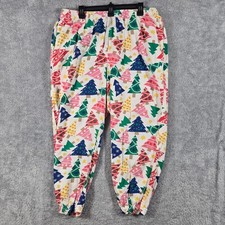 Old Navy Christmas Tree Pajama Pants XL Womens Cotton Holiday Joggers Multi