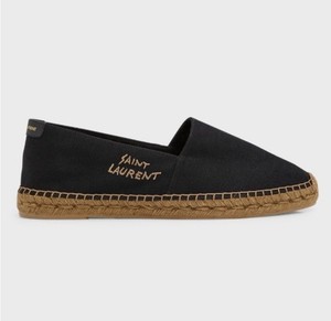 Authentic Saint Laurent Monogramme Embroidered Canvas Espadrilles 40 Nero Black